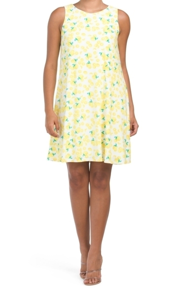 𝅺pappagallo Gwen Fully lined Lemon Print Dress - Picture 1 of 15